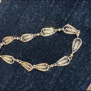 Gold Tone Filigree Station Bracelet